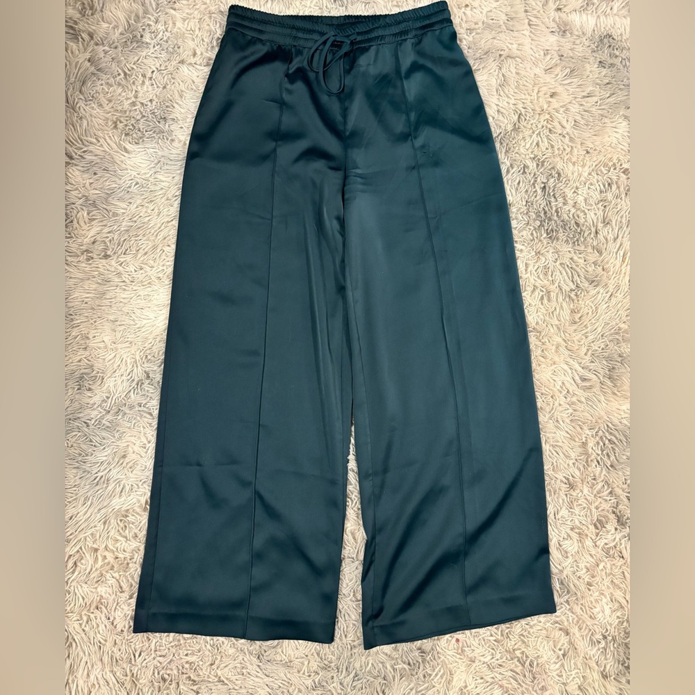 Elegant Emerald Green Wide Leg Pants